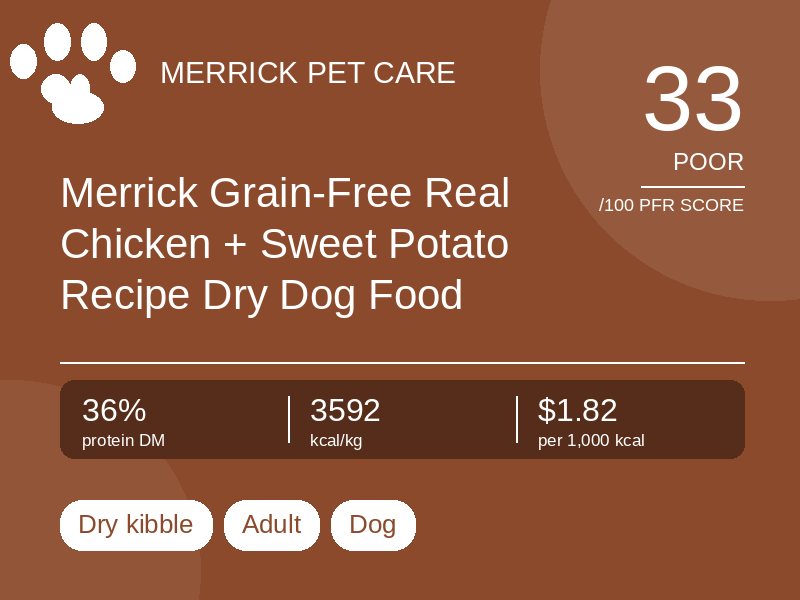 Merrick Grain-Free Real Chicken + Sweet Potato Recipe Dry Dog Food by Merrick Pet Care — dry kibble food for dogs